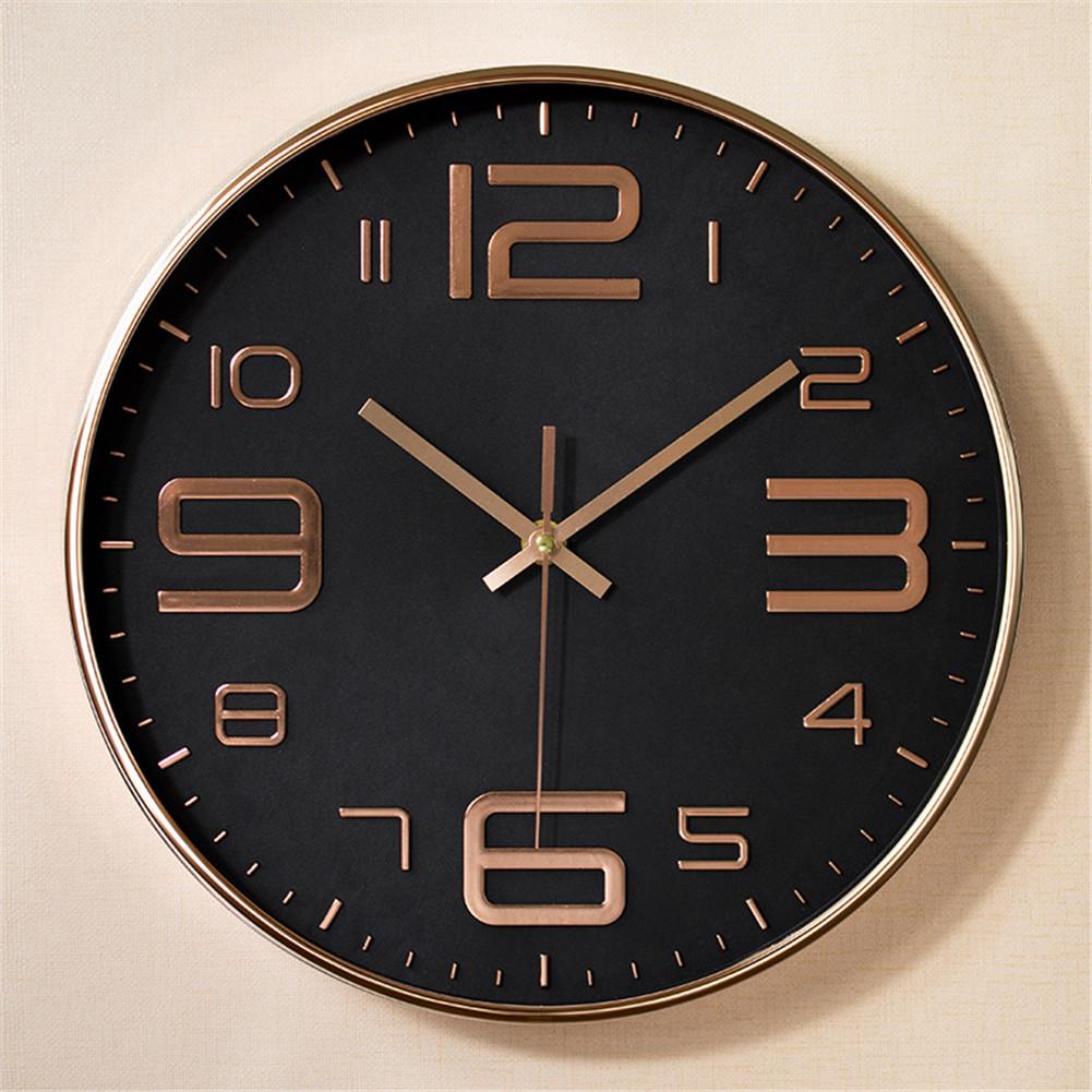 12inch Round Wall Clock Silent Hanging Digital Quartz Horloges Thick Border Watch Living Room Study Decor