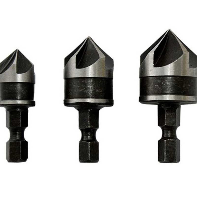 1/3/6pcs 82Degrees Chamfer Drill Bit Set 12/16/19mm 5Flute Woodworking Drill Bit Cutter Countersink Drill Bit Set Metal Drilling: 12mm 16mm 19mm