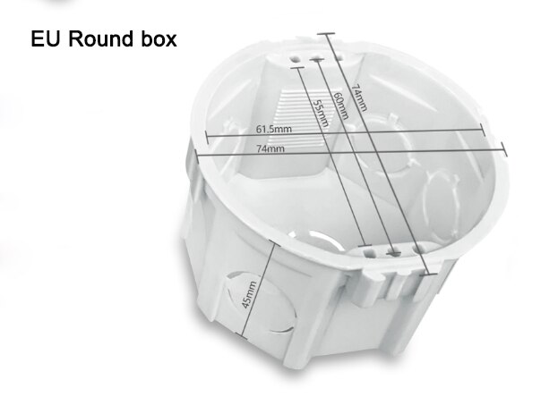 1 pc Eu Standard Wall Round Mounting Box Internal Cassette Wiring Box White Back Box For Eu Switch And Socket