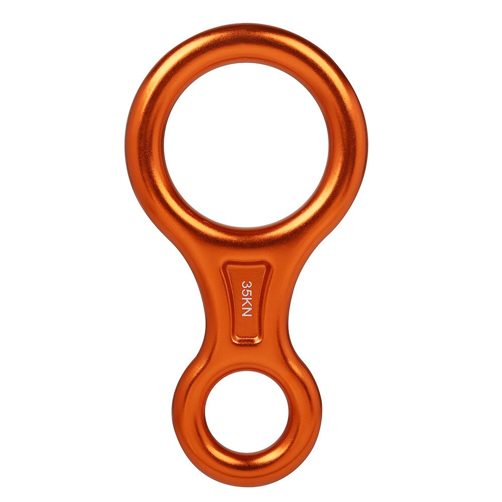 35KN Eight Rings Downhill Gear Camping Hiking Outdoor Climbing Device 8 Word Rope Rock Aluminum Alloy Climbing Descenders: Orange