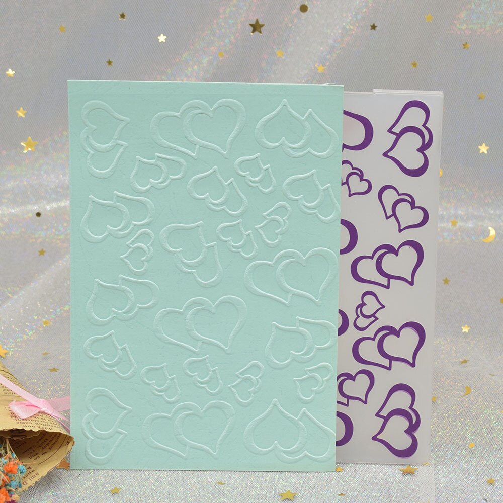 Heart Pattern 3D Embossing Folders for DIY Scrapbooking Paper Card Making Craft Plastic Embossing Template Stencil