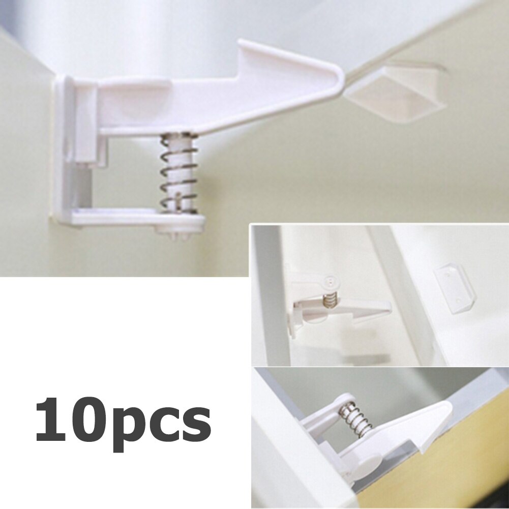 10sets Cabinet Lock Children Protection Baby Safety Security Lock for Kids Drawer Door Child Toddler Invisible Closet Locker: 10PCS