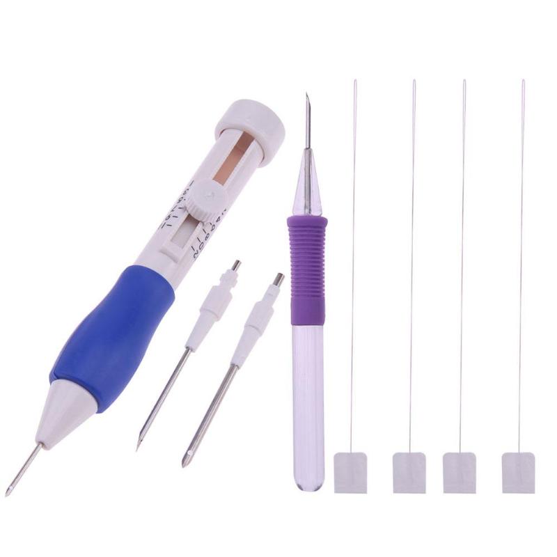 Plastic Magic Embroidery Pen Punch Needle Set Interchangeable Knitting Needles DIY Crafts Pen Punch Needle Sewing Accessories: Type A and Type B