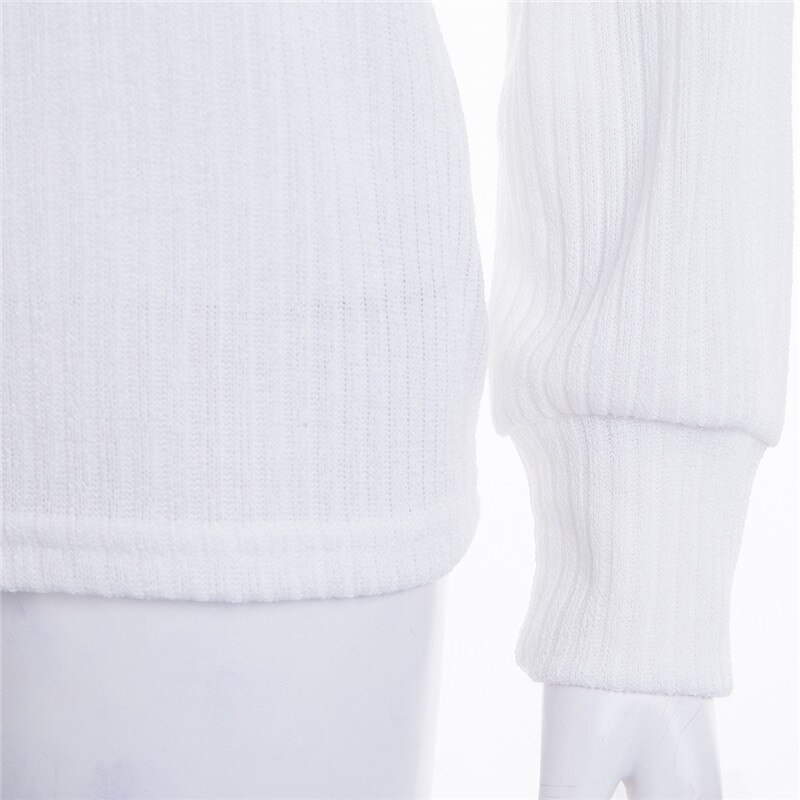 Otoño Invierno mujeres suéter de jerséis sueltos de punto elástico Jumper Slim medio cuello de tortuga mujer Blanco sólido suéteres Tops