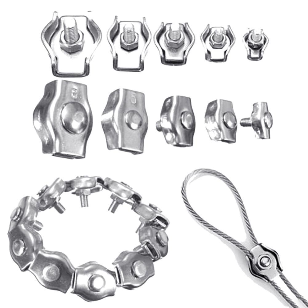 2Pcs M2-M8 Stainless Steel Wire Rope Single Grip Clips Cable Clamps Caliper