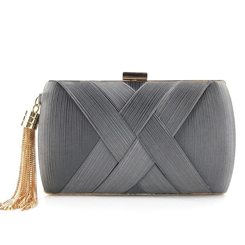 Tamara kobiety eleganckie Tassel sprzęgła torby wieczorowe torebki na imprezę luksusowy projektant wesele kolacja torebka łańcuszkowa torba na ramię moda: gray