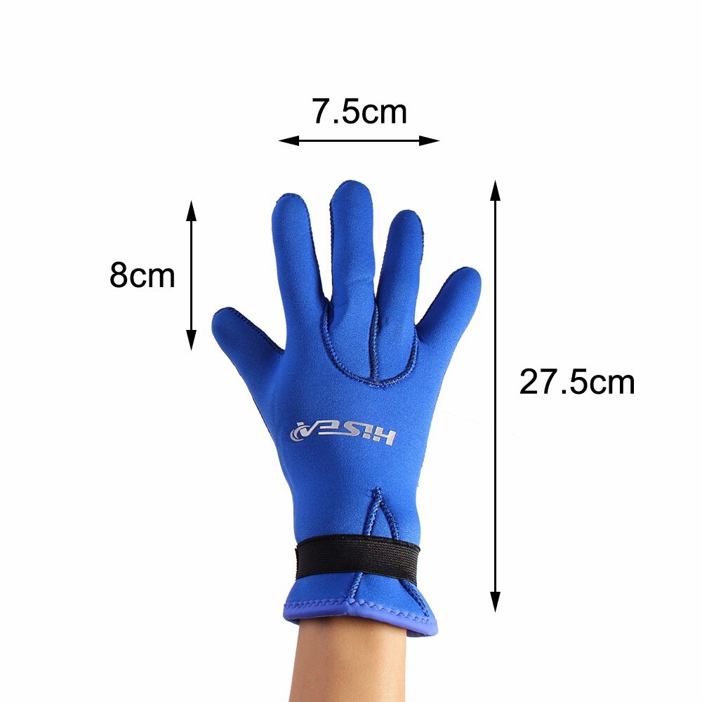 Neopreen 3Mm Duiken Handschoenen Outdoor Koude-Proof Winter Zwemmen Duikuitrusting Scuba Dive Snorkelen Vijf Vinger Handschoenen: Blue L