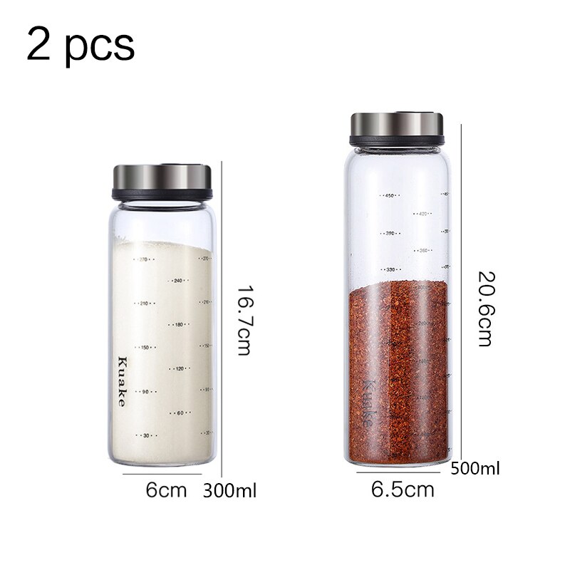 High borosilicate kitchen glass seasoning jar sauce vinegar salt condiment airtight bottle pepper spice shaker with rotating lid: set 8