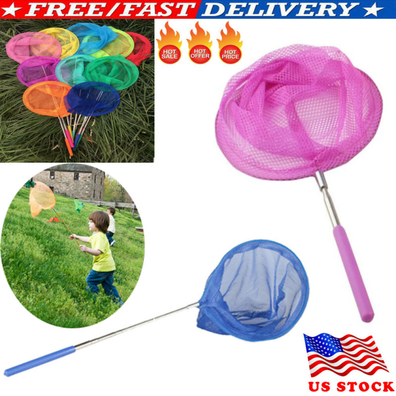 Filet à insectes papillons pour enfants | Filet extensible pour insectes papillons, maille poisson en acier inoxydable, poignée télescopique, jouet de jardin