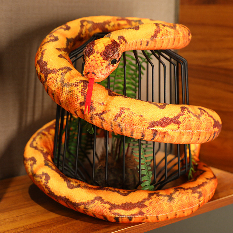 Jouet en peluche Python artificiel, Long serpent, jaune, Orange, vert, décoration de maison, décorations de