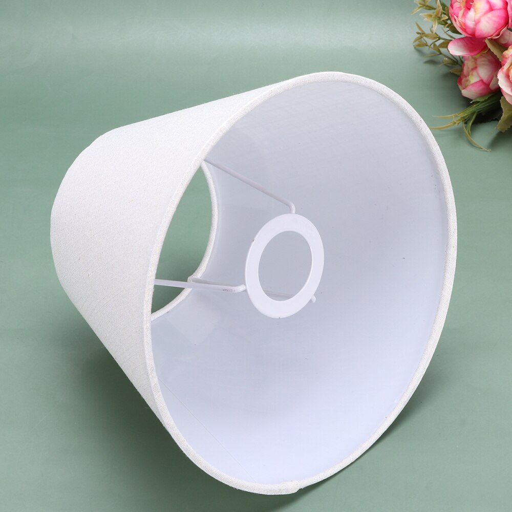 E27 Burlap Cloth Lamp Shade Rustic Barrel Fabric Lampshade Table Light Cover for Living Room Bedroom (Khaki/White): White