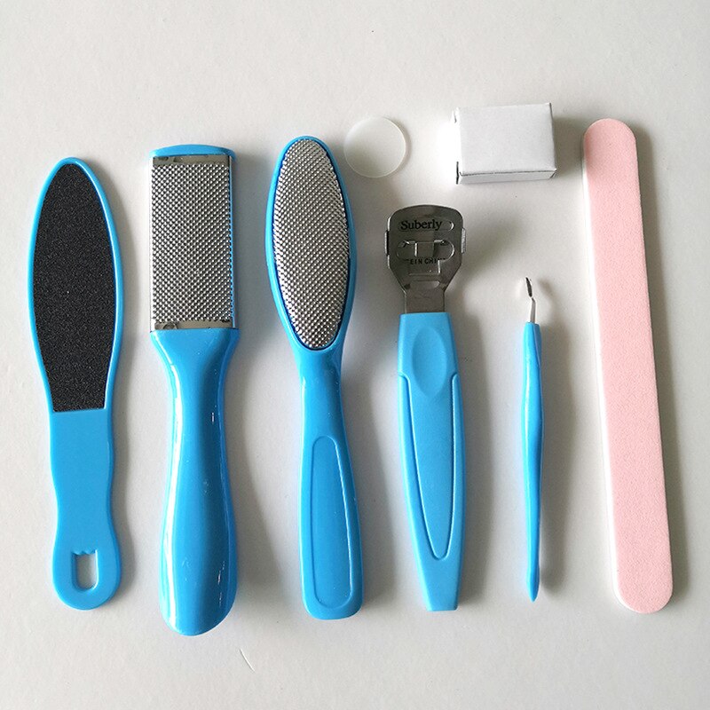 8 unids/set manicura Cuidado De pie archivo conjunto muerto duro piel removedor de callos raspador de pedicura Rasp herramientas cuidado de los pies herramienta Kit inoxidable herramienta