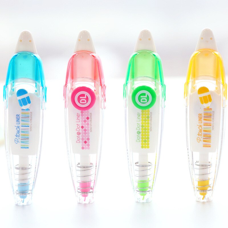 Kawaii high lighter liner tryk prik type dekorativt korrektion tape gør det selv dagbog planlægger klistermærke kontor papirvarer skole korrektor