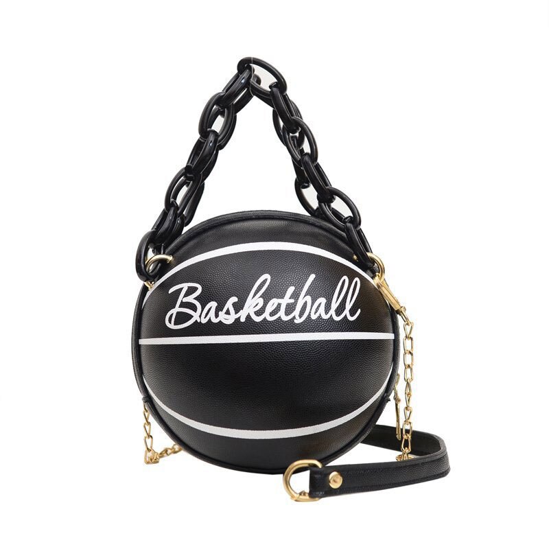 Borse a sfera Y2k per adolescenti borse a tracolla da donna borse a tracolla a catena a tracolla borsa da basket rosa in pelle femminile di personalità: Black