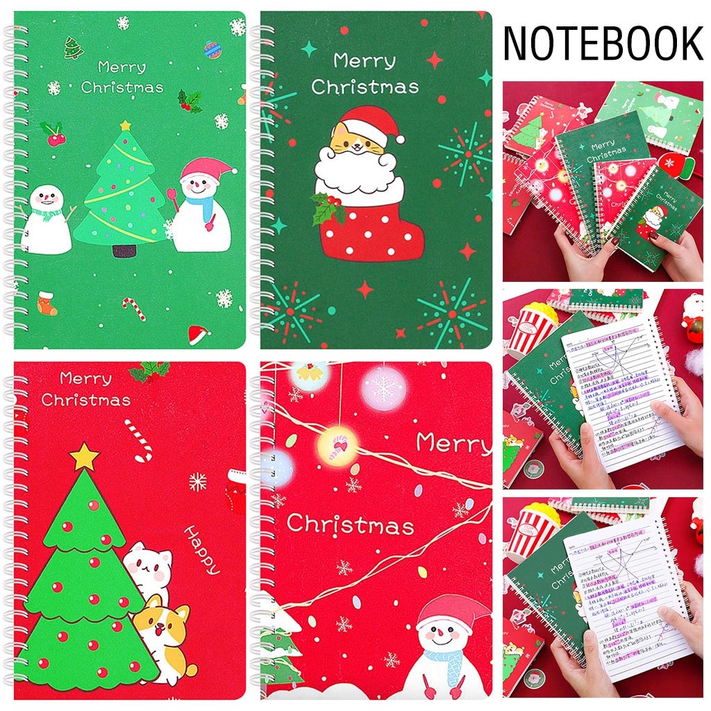 Wide Ruled Wirebound Spiral Notebook, 40 Sheet, Assorted Solid Small, Christmas notebook