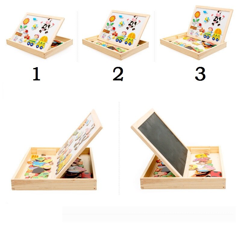 100 pz Puzzle magnetico in legno animale/foresta/città/cartone animato/fattoria/5 stili scatola 2 lati tavolo da disegno giocattolo educativo regalo