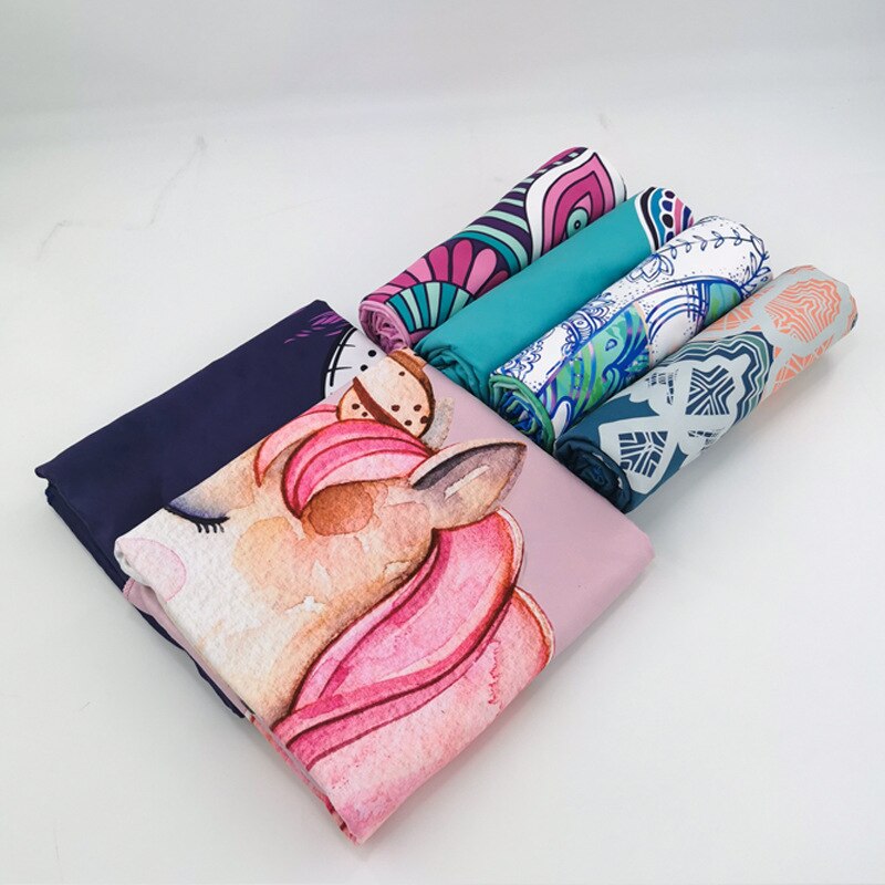 Toalla de Yoga antideslizante para viajes, manta plegable para ejercicio físico, Pilates, esterilla de Yoga impresa de secado rápido, cubierta de 185x68cm