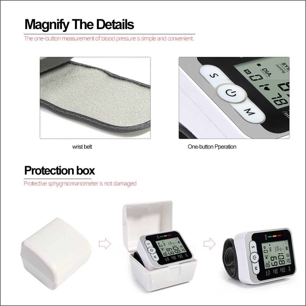 Rz Pols Bloeddrukmeter Case Digitale Bloeddrukmeter Met Voice Draagbare Automatische Tonometer Bloeddrukmeter