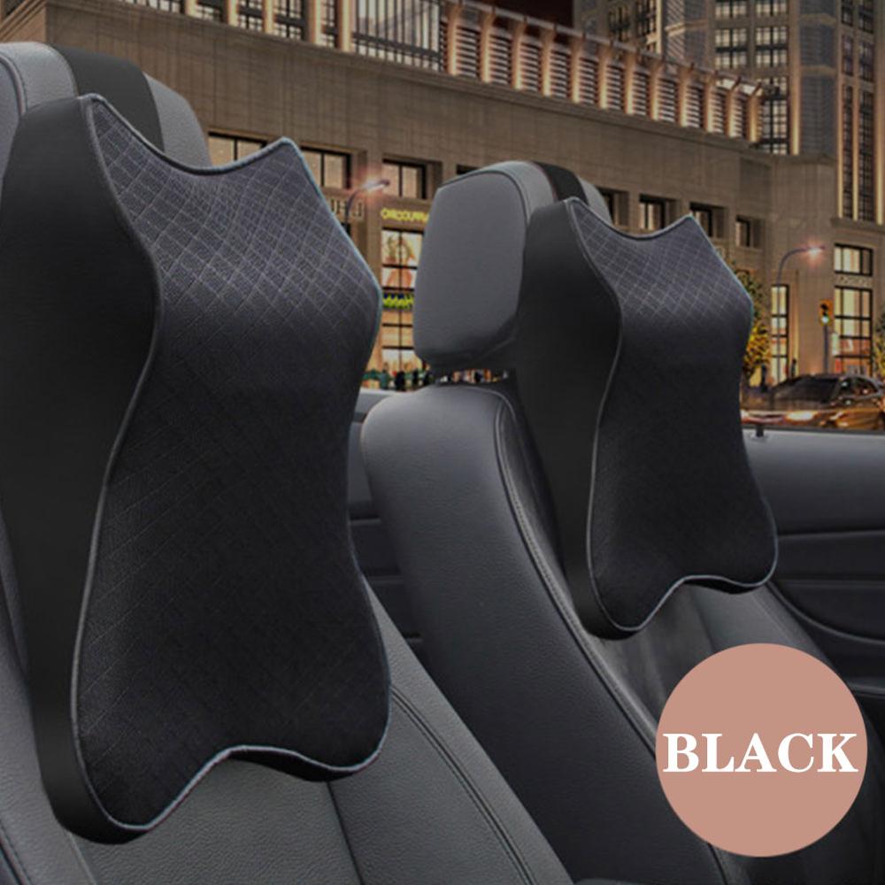 Auto Nekkussen 3D Memory Foam Head Rest Verstelbare Auto Hoofdsteun Kussen Reizen Nekkussen Ondersteuning Holder Seat Kussen: Black