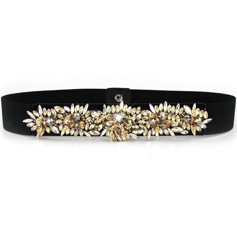 Cinturón de vestido de noche blanco y negro, cristal hecho a mano, Diamante de imitación, cinturón de boda para novia, adorno de cuentas, fajín, accesorio B67: Champán