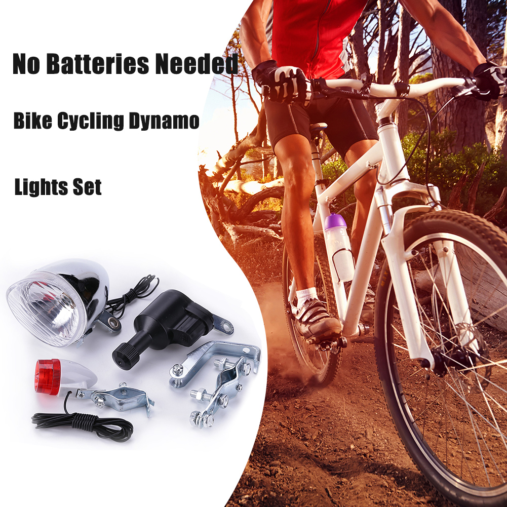 Juego de luces de dinamo para ciclismo, seguridad, sin necesidad de baterías, faro trasero