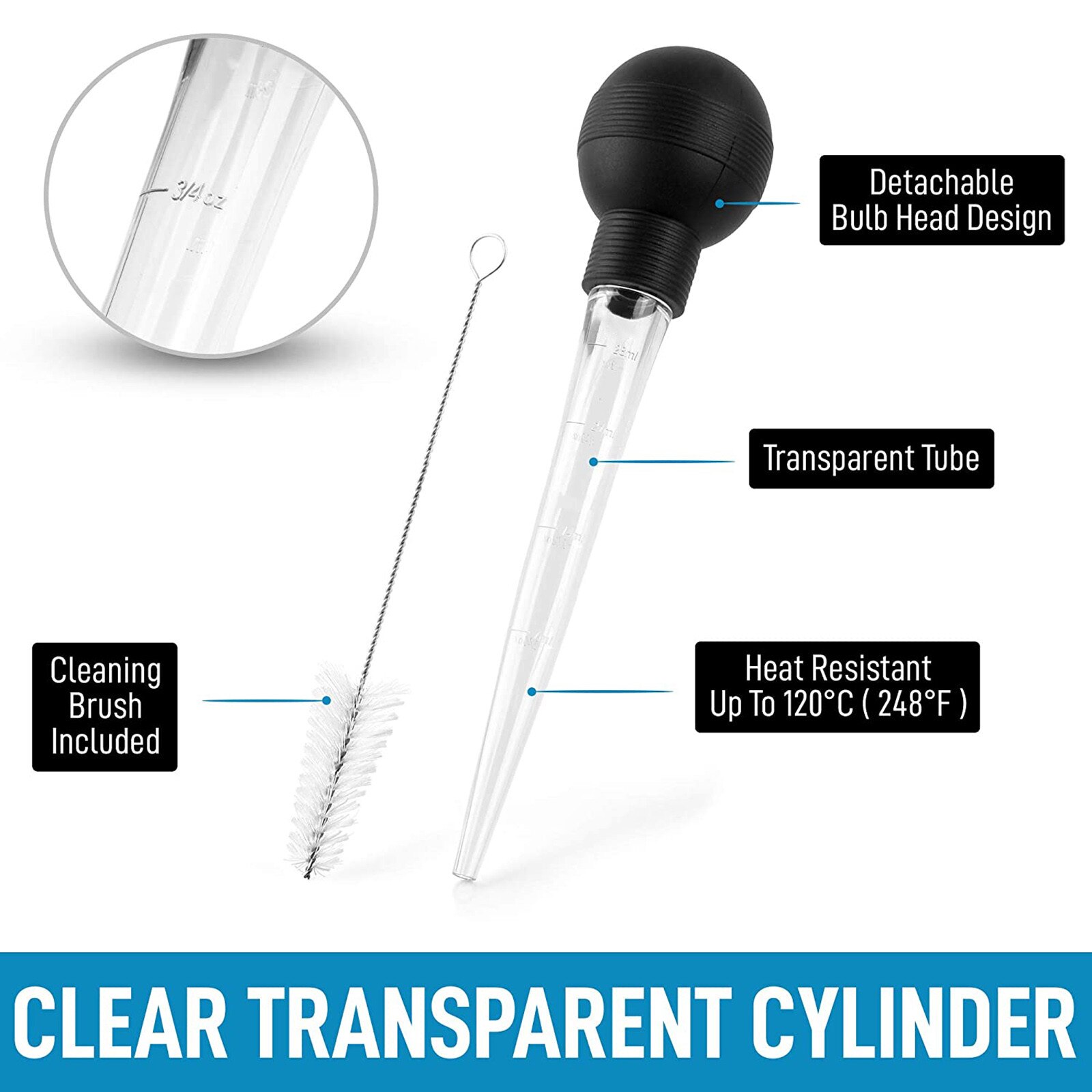 Food Grade Syringe Baster For Cooking Basting With Detachable Round Bulb Turkey Oil Dropper Chicken Barbecue Food