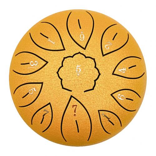 6 Inch 11 Tone C Key Buddhist Chanting Sound Healing Meditation Singing Drum Drum Hand Pan for Drum Tank Drums equipment tools: Golden