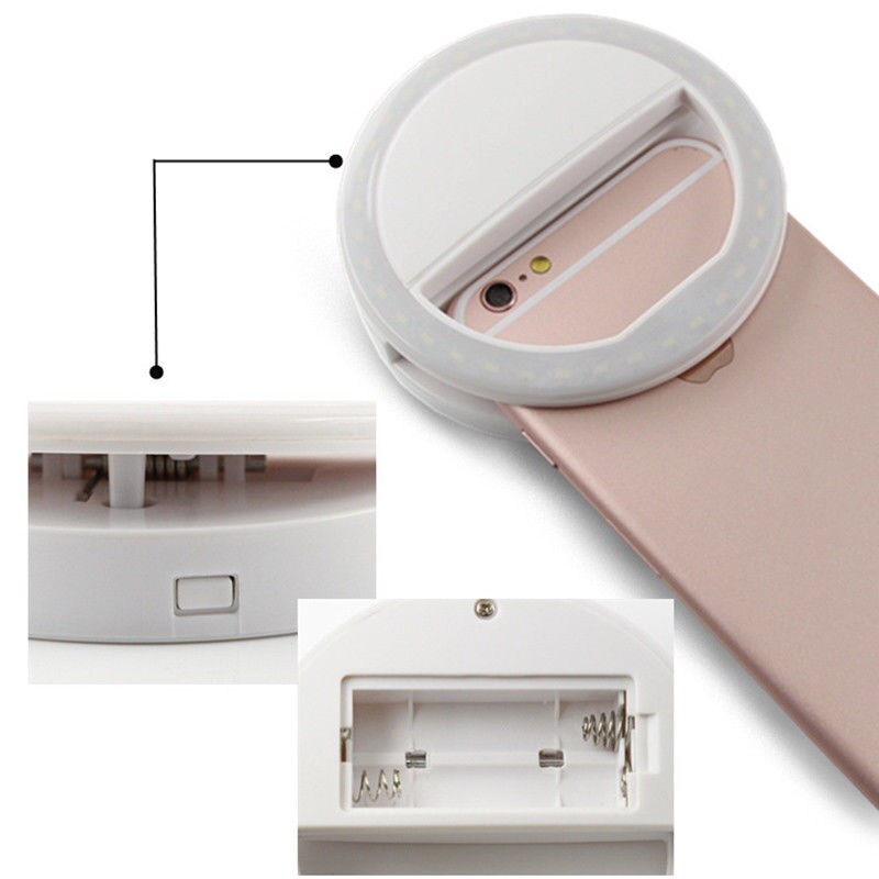 Flash LED portátil Luz de relleno Selfie lámpara luminosa teléfono anillo Cámara fotografía para iPhone 6 6S 7 8 Plus X Xiaomi Huawei
