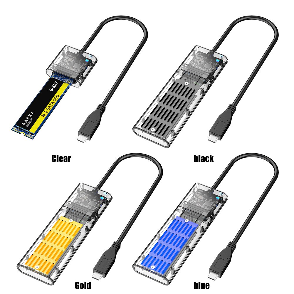 Transparante Harde Schijf Behuizing USB3.0 Gen1 Hoge Snelheid 5Gbps M.2 Om USB3.1 Type-C Mobiele Harde Schijf Case