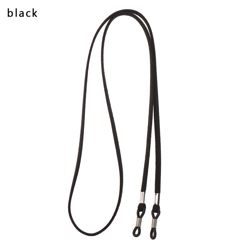 70cm Leather Strap Glasses Lanyard Women&#39;s Neck Cord Solid Color Glasses Chain High Elasticity Sunglasses Rope Eyewear Holder: black