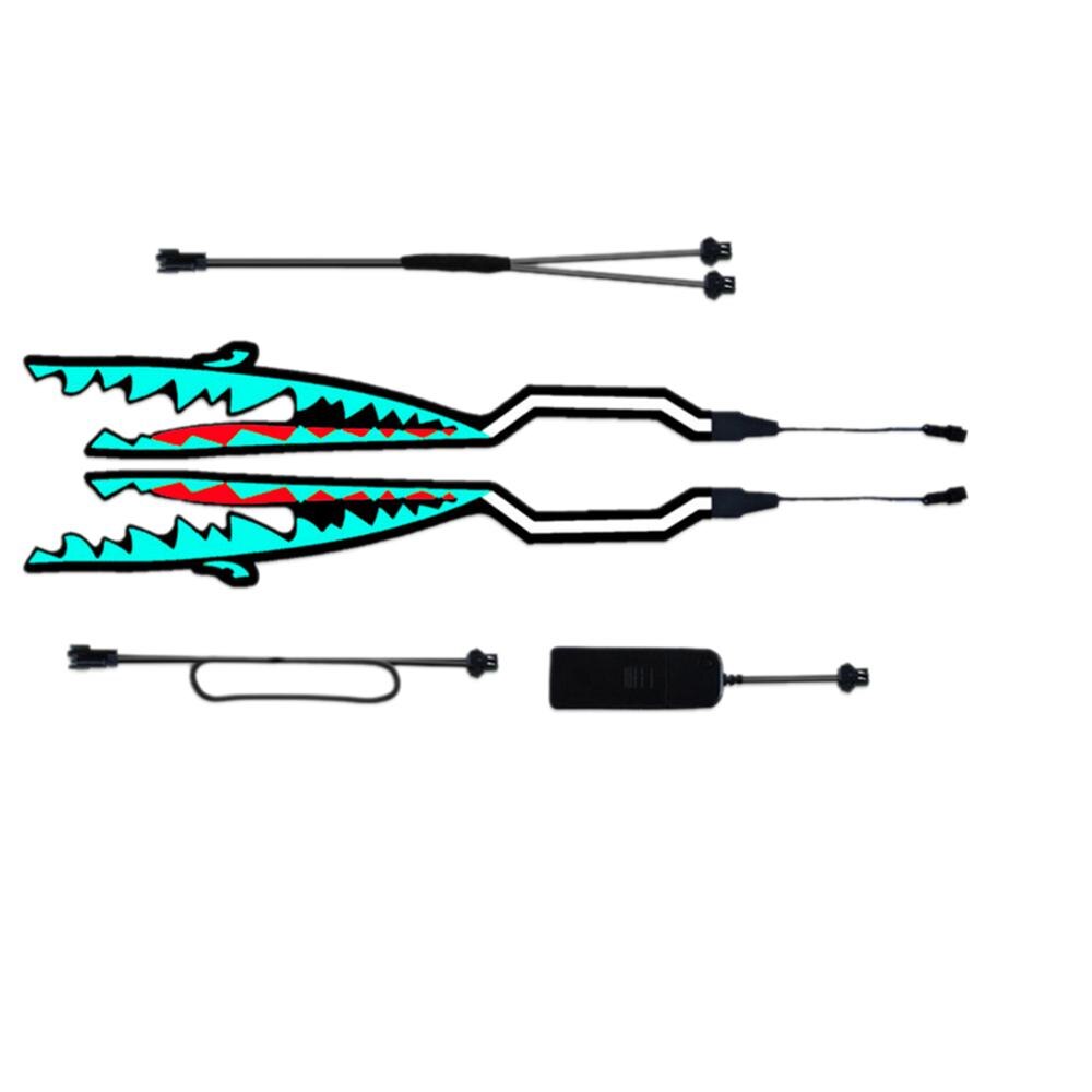 2 Stuks Shark Stijl Motorfiets Helm Licht Strip Led Night Signaal Licht Streep Glowing Night Lichtgevende Gewijzigd Sticker: Sky Blue