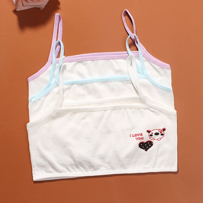 Young Developmental Girls Cotton Training Bra Wire Free Padded Children Summer Soprts Bra8-16 year old girl