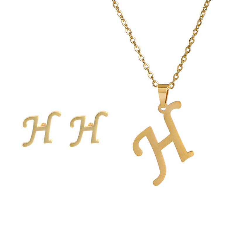 Edelstahl A-Z Alphabet Initial Halskette 26 Englisch Buchstaben Ohrringe Halskette Für Frauen einstellen Personalisieren Schmuck