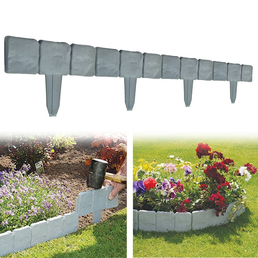 26cm x 23cm 6Pcs Fence Garden Plastic Lawn Grass Edging Garden Fencing Plants Flowers Bed Border Fence Gates Garden Decoration