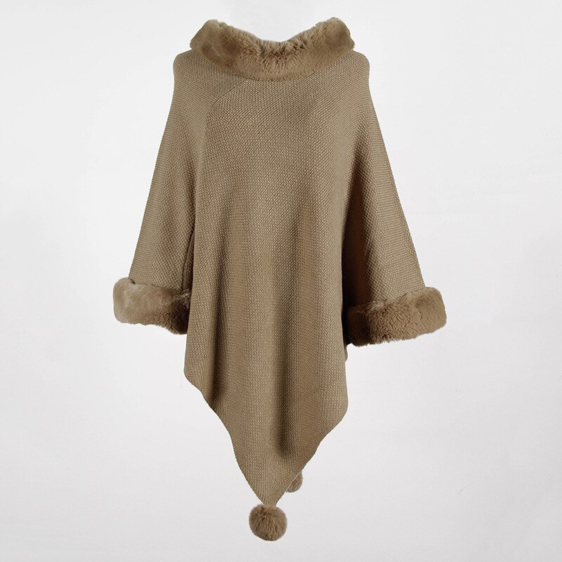 Moda feminina ponchos e capas sólido inverno roupas femininas meninas camisolas: Cáqui