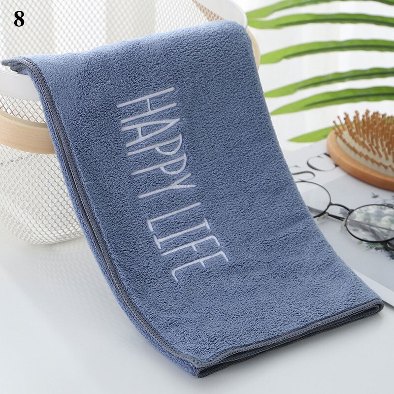 Multi-colored Towel Soft Edging Towel Skin-friendly Letter Embroidered Towel Comfortable Bathroom Supplies Fiber Towel: 8
