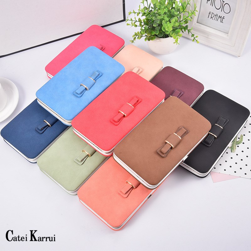 Catei Karrui Korean version of the women's wallet long mobile phone bag bow lunch box female bag tide