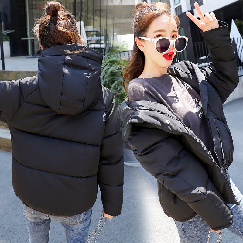 Slanke katoenen effen dames winterjas met capuchon, losse katoenen gewatteerde winterjas voor dames 902