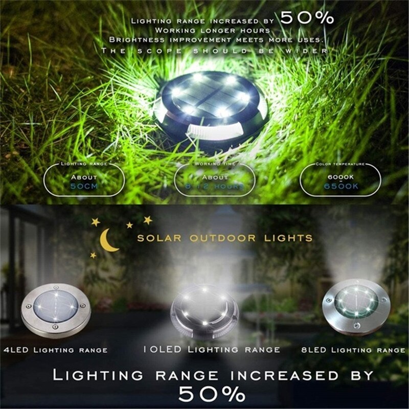 10 LED Solar Power Buried Light Under Ground Lamp Outdoor Path Way Garden Decking High brightness Light Landscape Lights