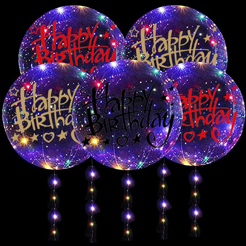 1pc adesivi per feste di buon compleanno per palloncini trasparenti trasparenti Bobo palloncini lettere decalcomanie forniture per feste di compleanno