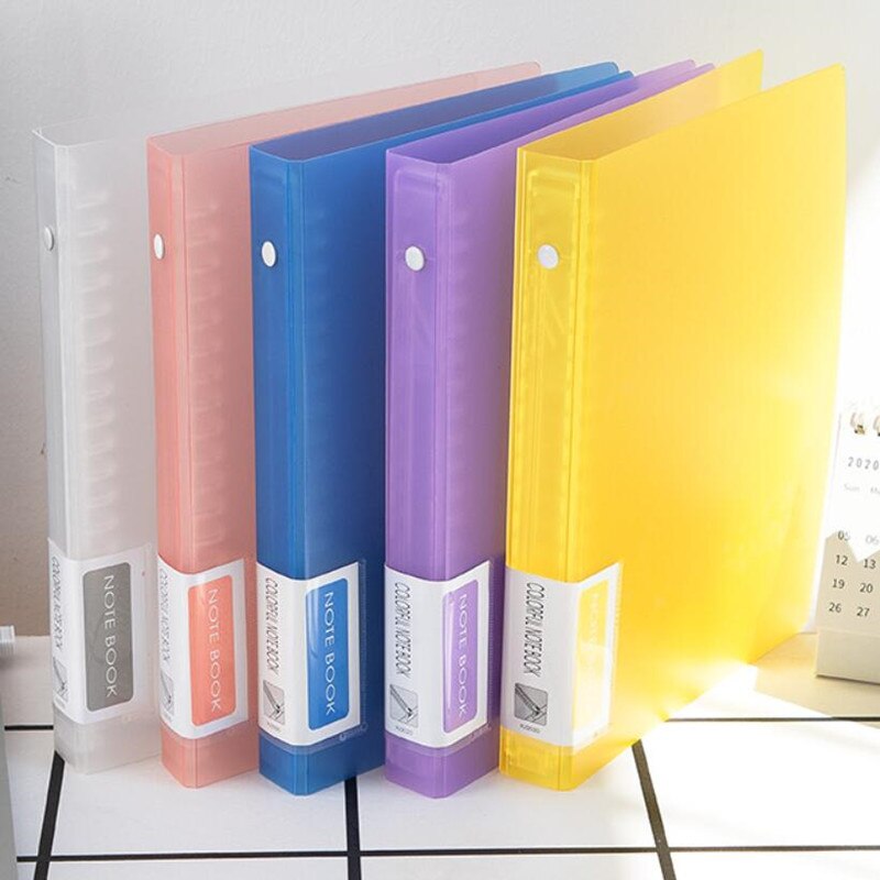 2PCS/Package A5 Frosted Transparent Plastic File Folder Binder 20 Hole Removable Student Reading Notes To Store Document Folder