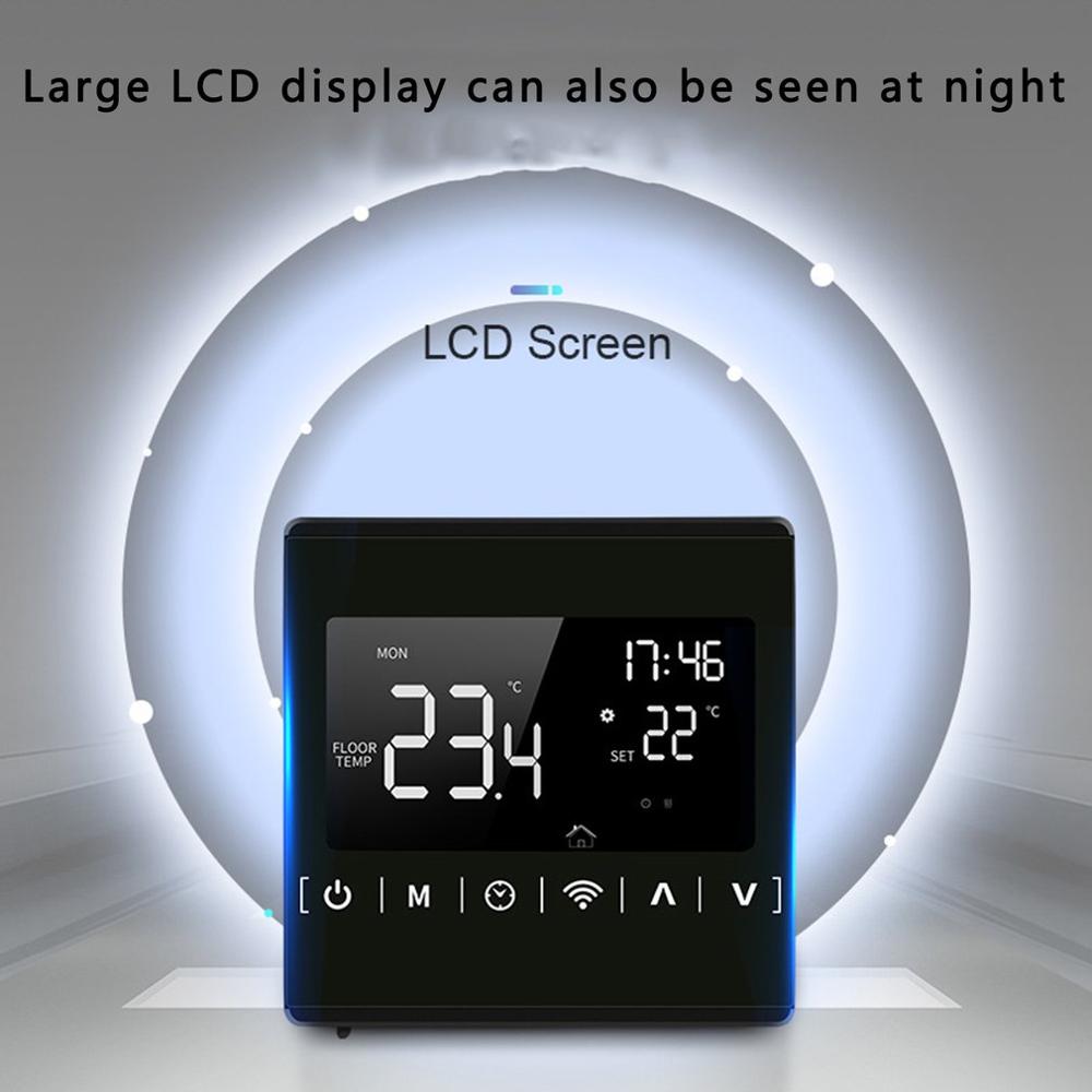 LKM SECURITY - Termostato Wifi Lkm-trm02wh Con Display Lcd A Colori Touch Screen Per Caldaia Gestibile Tramite App