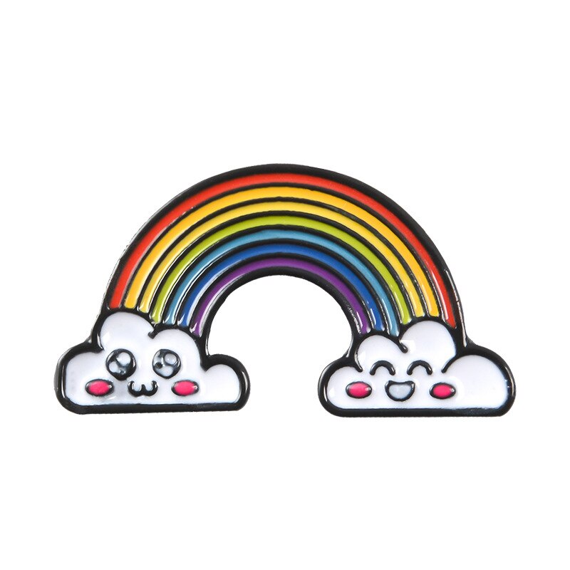1 Stuk Leuke Cartoon Badge Regenboog Corsage Set Rainbow Cloud Geschilderd Metalen Broche Zak Jas Decoratie Broche Badge Revers Pin: 5