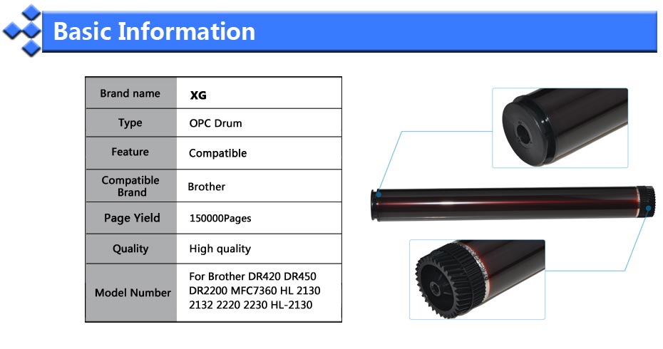 3X Compatibel OPC Drum Vervanging voor Brother DR420 DR450 DR2200 MFC7360 HL 2130 2132 2220 2230 HL-2130 HL-2230 HL-2240