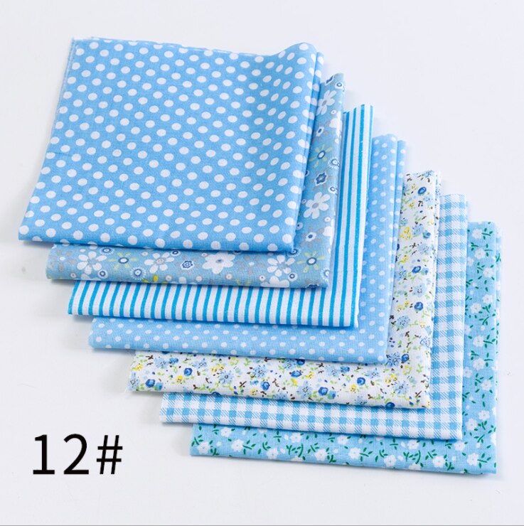 7 kpl 25cm x24cm ohutta tilkkupuuvillakangasta kukkasarjan värikäs itseompelu kukkakangas: 12