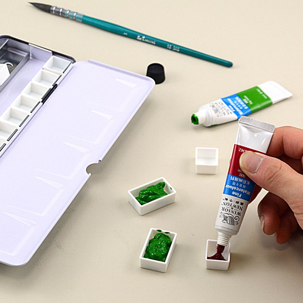 6/12/24/48pcs 2ml Kunstenaars Plastic Halve Pannen Aquarel Verf Raster Kunst levert Verf Palet Schilderen Leveringen