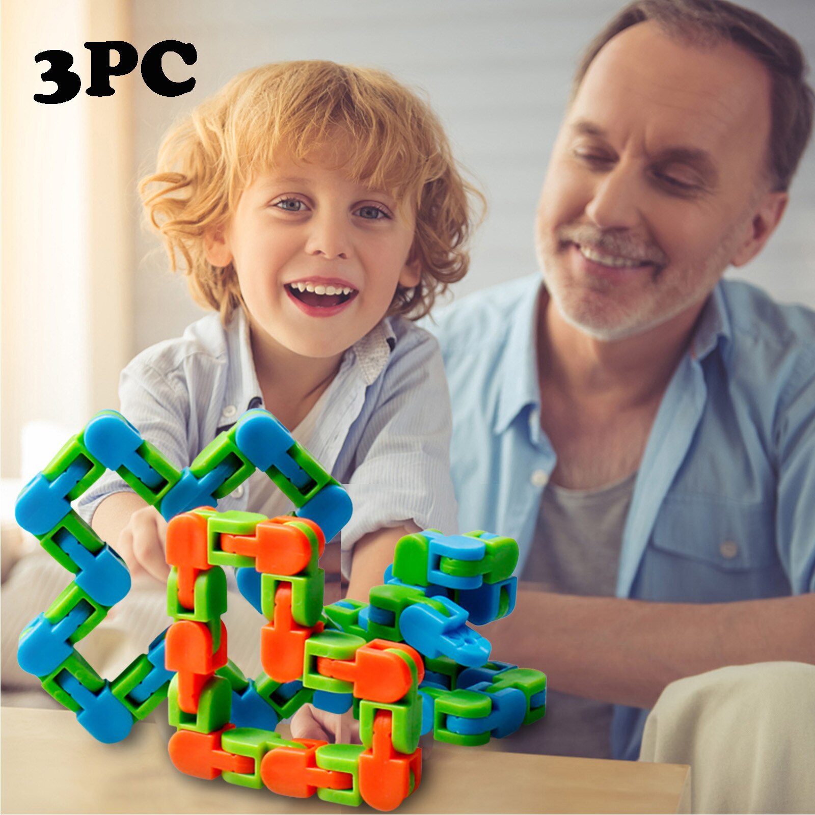 Kleurrijke Puzzel Zintuiglijke Tracks Snap En Klik Fidget Speelgoed Kids Fidget Speelgoed Stress Relief Speelgoed Draaien Vorm 24bit Wacky 3pcs R5
