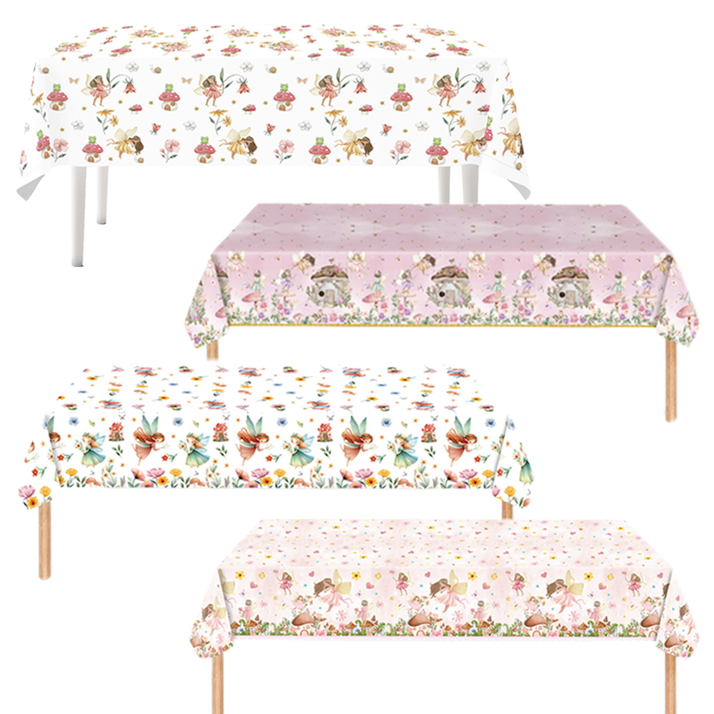 Alvblomstertema festutstyr engangsduk blomsterfe jenter bursdag bryllup babyshower hagefestdekorasjoner