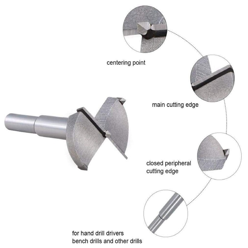 Forstner Drill Bit Set 15 Pcs 10mm - 50mm Woodworking Hole Saw Drilling Cutting Tool Kits for Woodworking, Furniture, Door Hinge