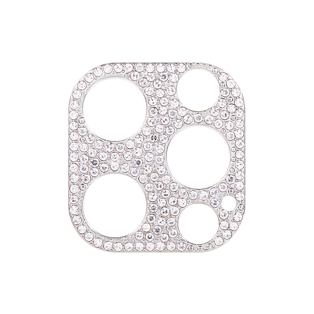 Película protectora de lente de cámara de diamante de imitación brillante para iPhone 12 Pro Max 12, accesorio de aleación para teléfono: For iPhone 12 / silver